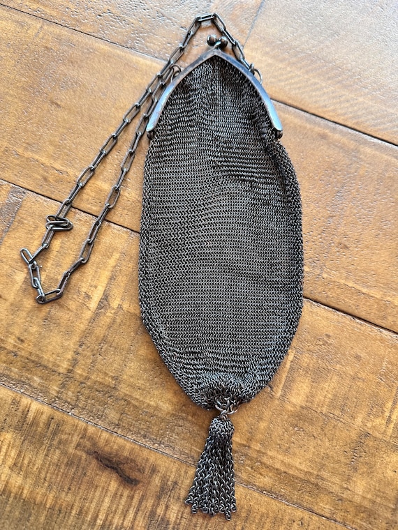 Victorian Chainmail Mesh Handbag with Chain Handle - image 4