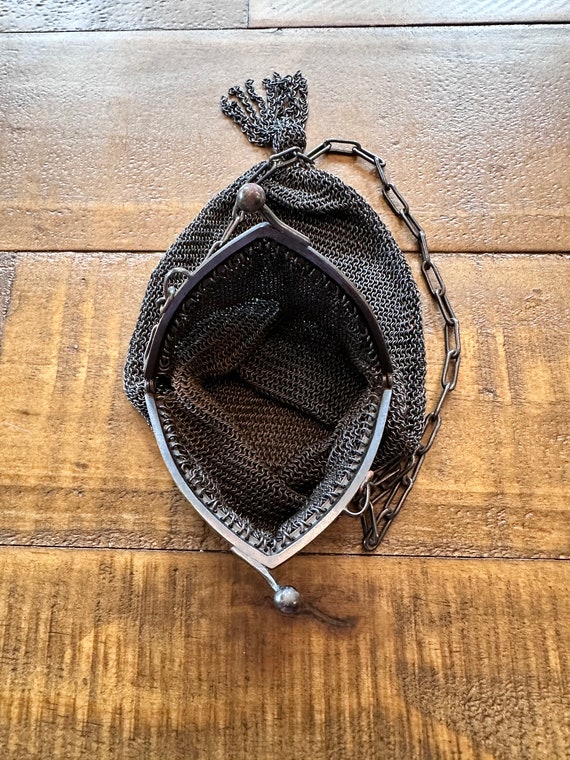 Victorian Chainmail Mesh Handbag with Chain Handle - image 3