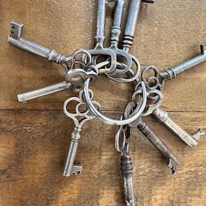 Set of 10 Different Antique Skeleton Keys