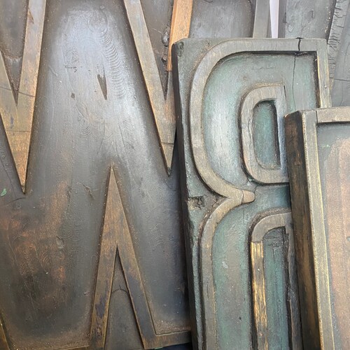 Poster Size Wood Print shops Blocks Early 1900’s Letters W R E A D