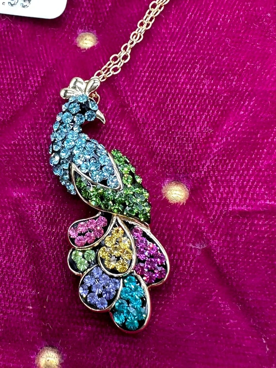 Tiny Crystal Pave Peacock Charm or Pendant  JCM 92