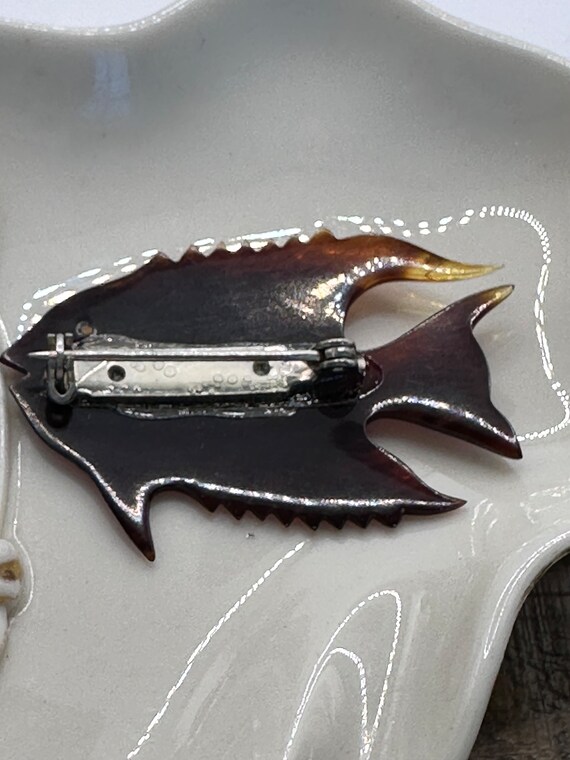 Tortoise Shell Fish Pin /Brooch - image 3
