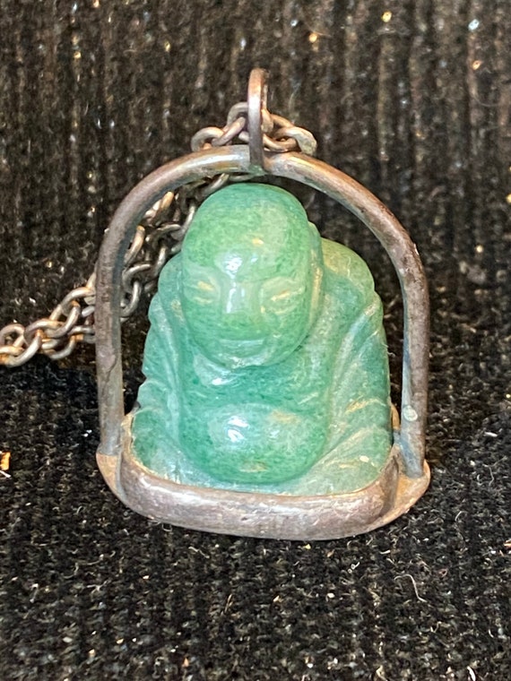 Jade Buddha and Sterling Necklace
