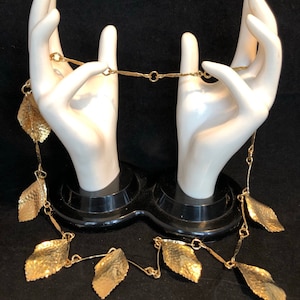 Pretty Hammered Leaves on a Link Chain Necklace