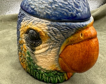 Vintage Parrot Head Majolica Humidor