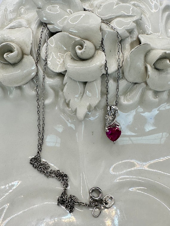 Hand Crafted Sterling Silver Ruby With Diamond He… - image 2