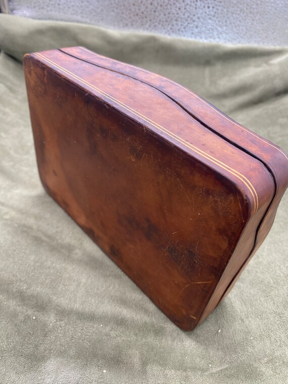 Italian Gilt Tooled Leather Jewellery Antique Box 19… Gem