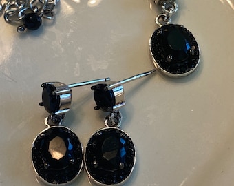 Sterling and onyx Earrings and Necklace