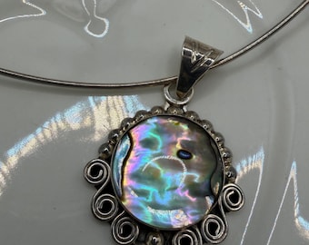 Abalone Sterling  Pendant on a Sterling Choker