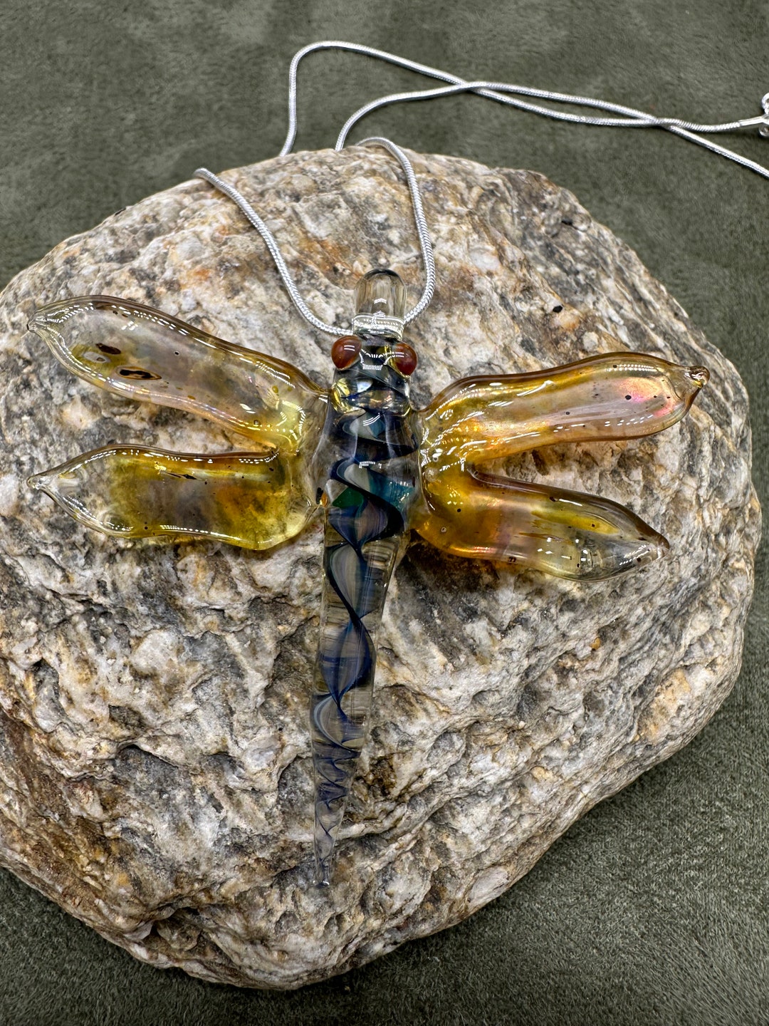 Glass Dragonfly Figurine, Blown Glass Dragonfly, Lampwork Dragonfly, Realistic Dragonfly, Blown