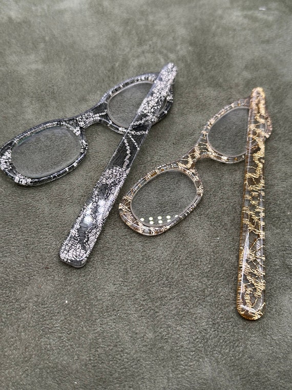 Lorgnette Lacey Lucite Glasses - image 3