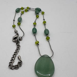 Gorgeous Vintage Green multi layer Glass necklace
