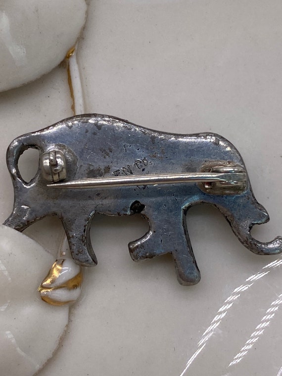Vintage Small Rhinestone Elephant with a Red Eye - image 4