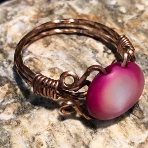 Artisan Gold Wired Ring with Pink Moonstone.