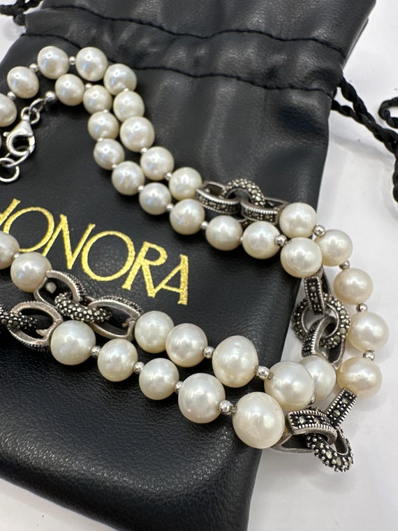 Honora Pretty Pearls and Sterling and Marcasite N… - image 2