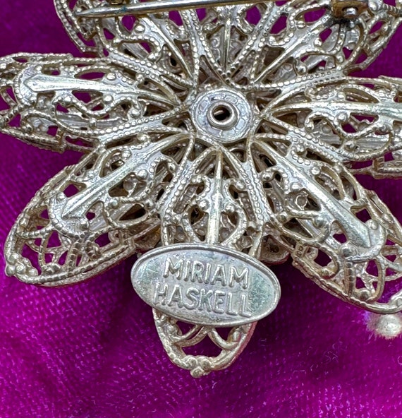Stunning Miriam Haskell Filigree Faux Baroque Pearl Flower