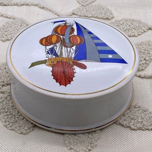 Holkham England Hot Air Balloon Porcelain Trinket Container