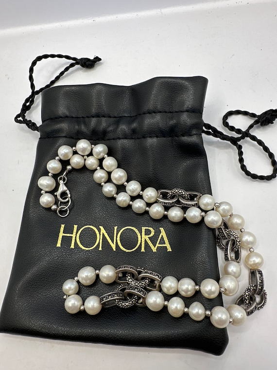 Honora Pretty Pearls and Sterling and Marcasite N… - image 1