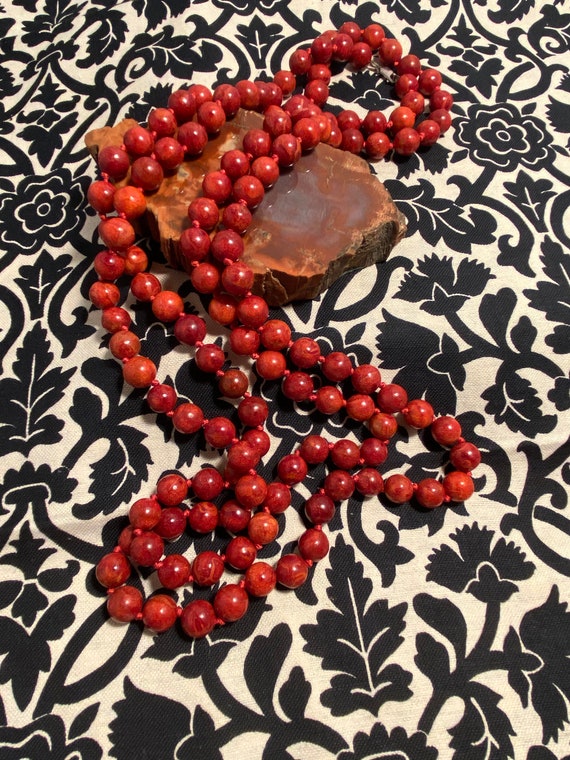 Beautiful Coral Tied Beaded Long Necklace - image 3