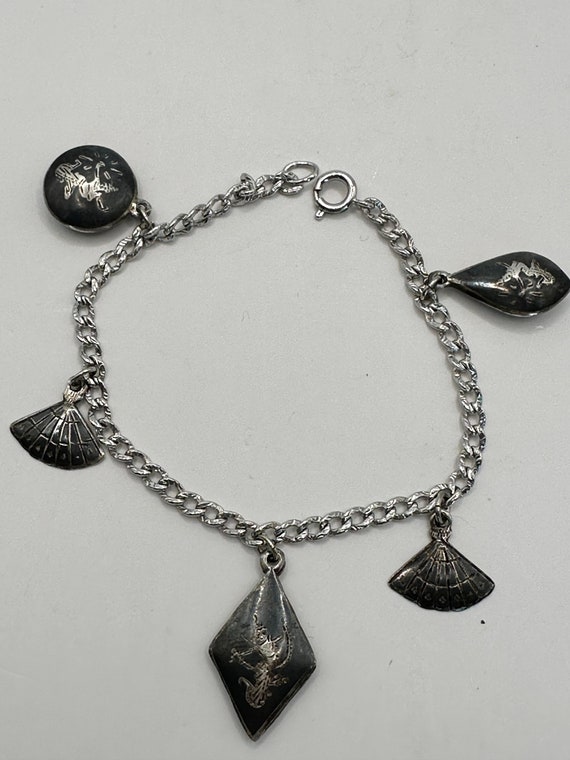 Sterling Silver Siam Charm Bracelet - image 2