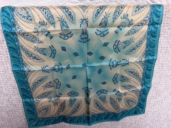 Beautiful Silk DD Turquoise Botanical Print Scarf