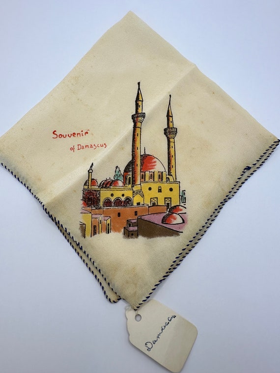 40s, Silk Hanky souvenir of Damascus - image 1