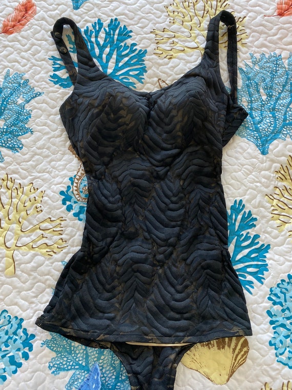 Vintage 50’s Black Lace One Piece Womans Bathing S