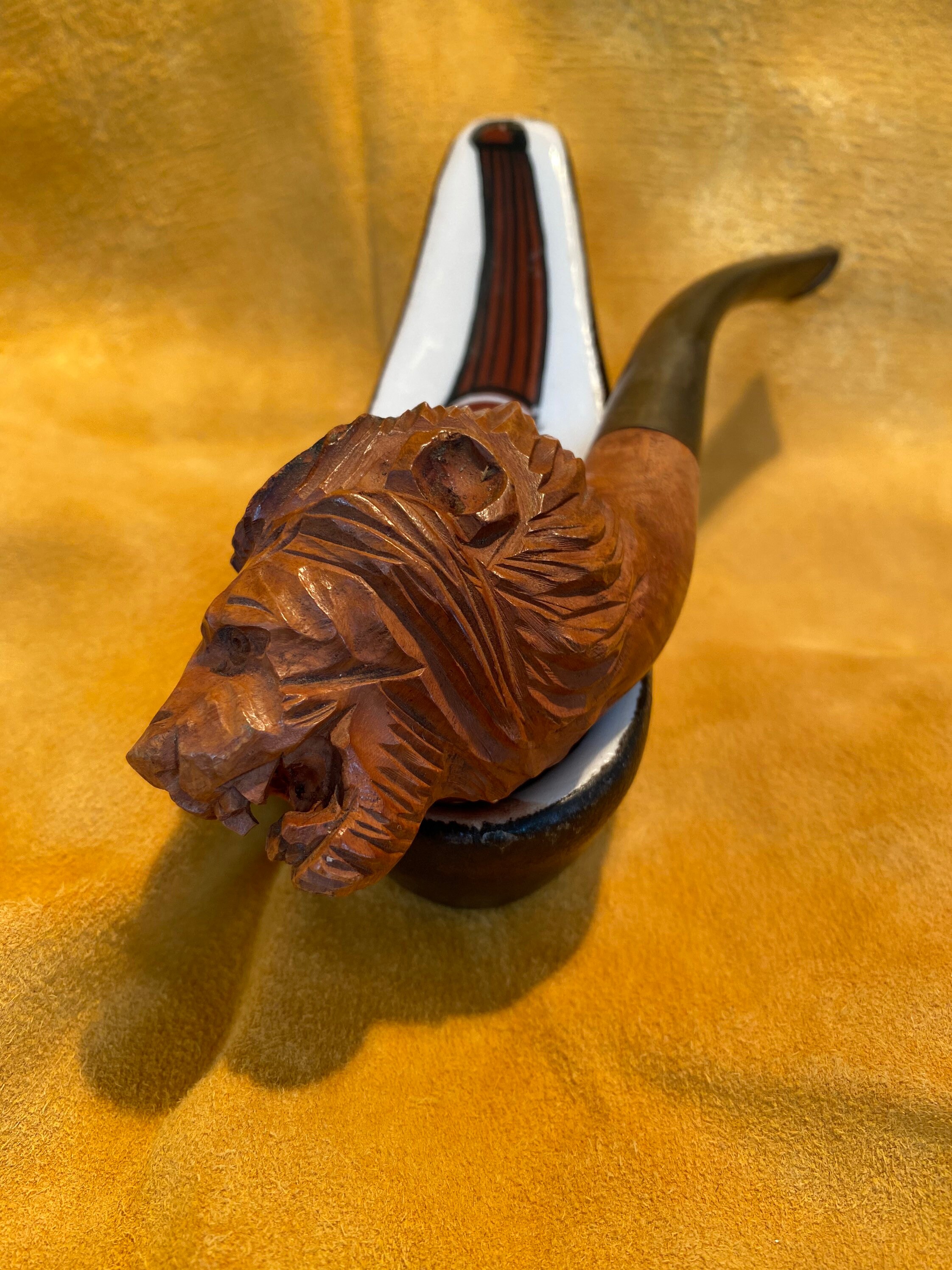 Beautifully Carved Lions Head Pipe Signed Wally Frank Etsy