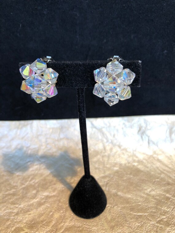 Aurora borealis Austrian Crystal Clip Earrings - image 4