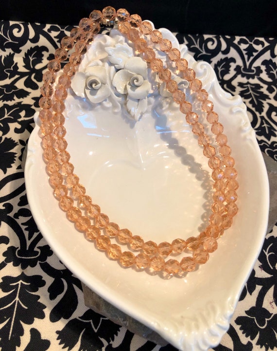 Pretty Blush Pink Crystals Necklace - image 1