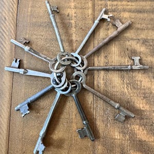 Set of 10 Different Long Antique Skeleton Keys