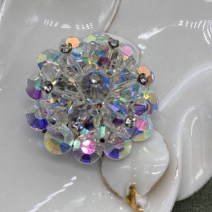 Vintage Gorgeous Aurora Borealis Crystal Bead and Rhinestone Pin/Brooch