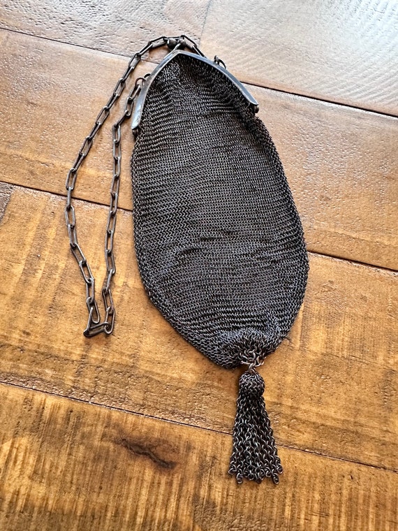 Victorian Chainmail Mesh Handbag with Chain Handle - image 1