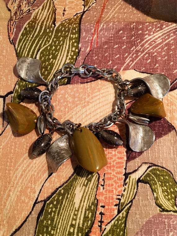 Mid Century retro dangle charm bracelet . - image 1