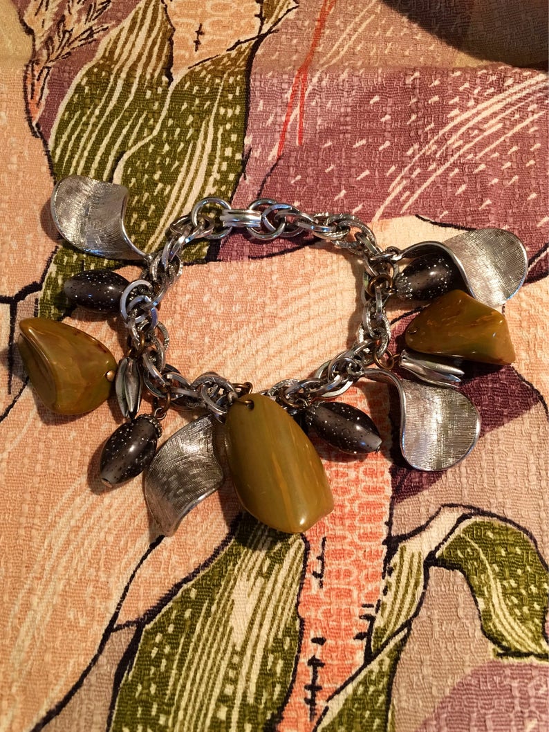 Mid Century retro dangle charm bracelet . image 1