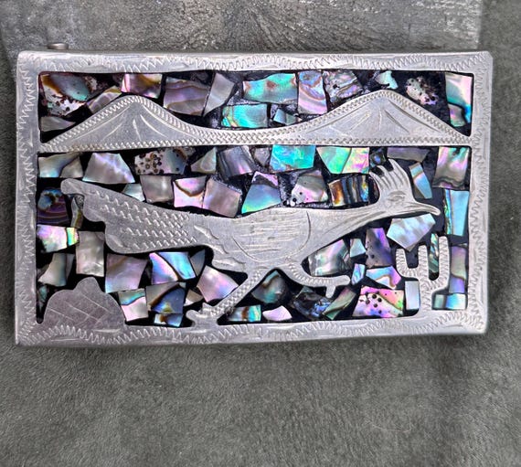 Mexico Silver Buckle Artist Val Paca Vintage Roadrunner - Etsy