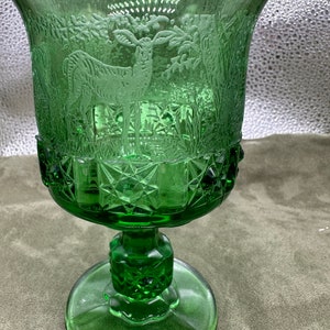 Very Scare Vintage &quot;Black Forest Etched Water Goblet By L.G. Wright Glass