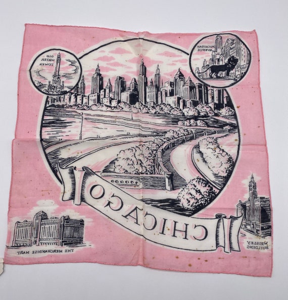 Vintage Chicago Souvenir Handkerchief - image 2