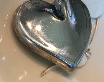 80s Sterling Silver Heart Brooch Mexico