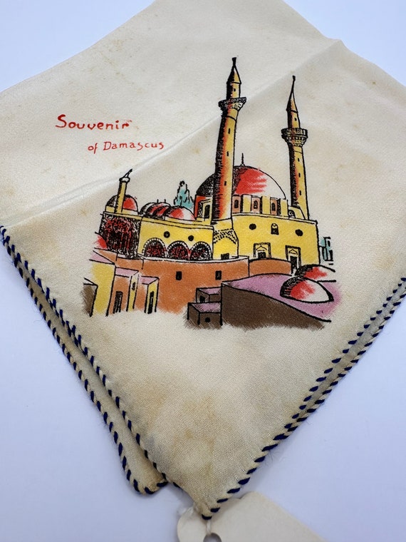 40s, Silk Hanky souvenir of Damascus - image 2