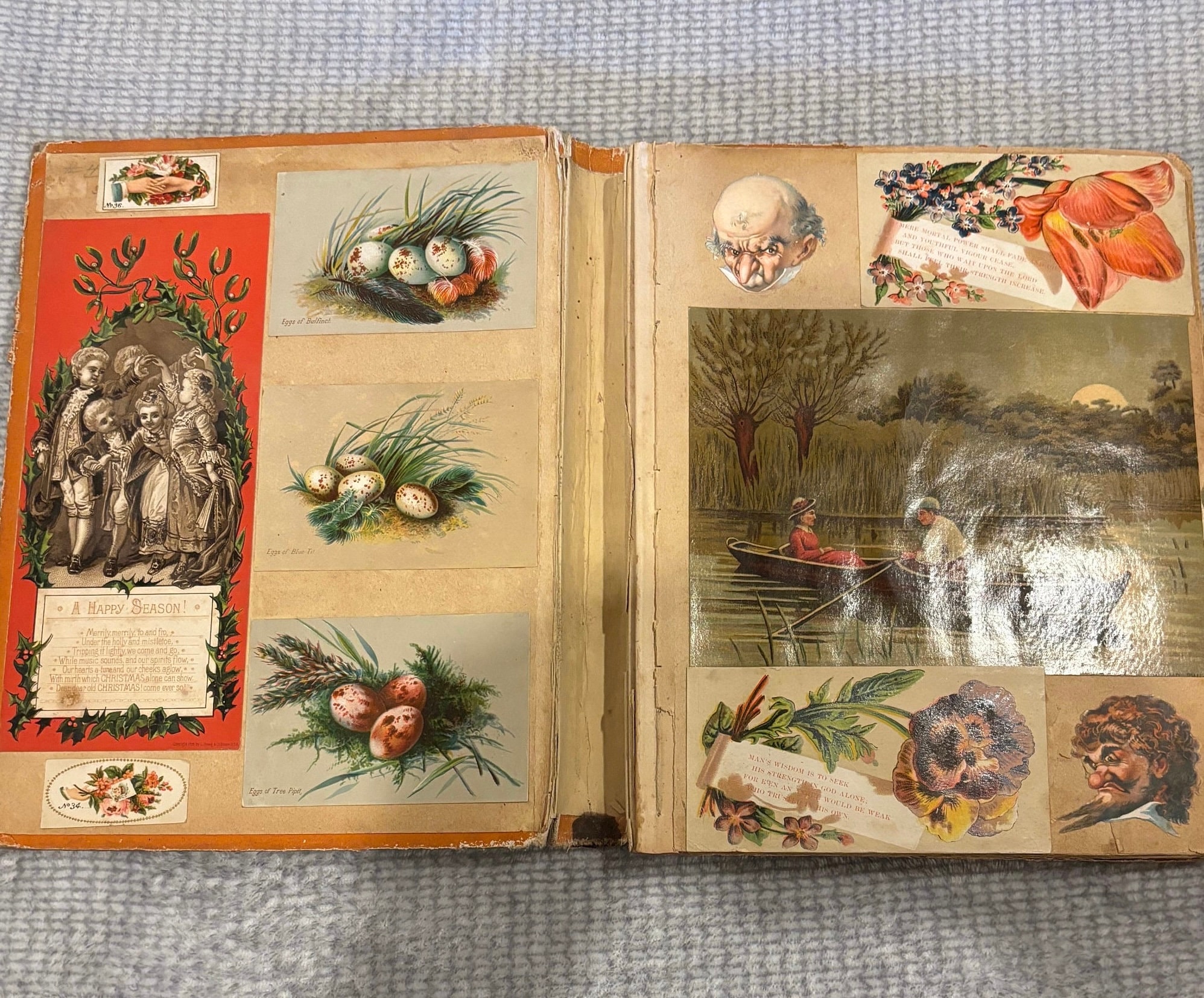 洋書 A VICTORIAN SCRAPBOOK Antique Victorian Scrapbook w/ Calling Cards, Die-Cuts, Etc. (c