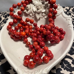 Beautiful Coral Tied Beaded Long Necklace