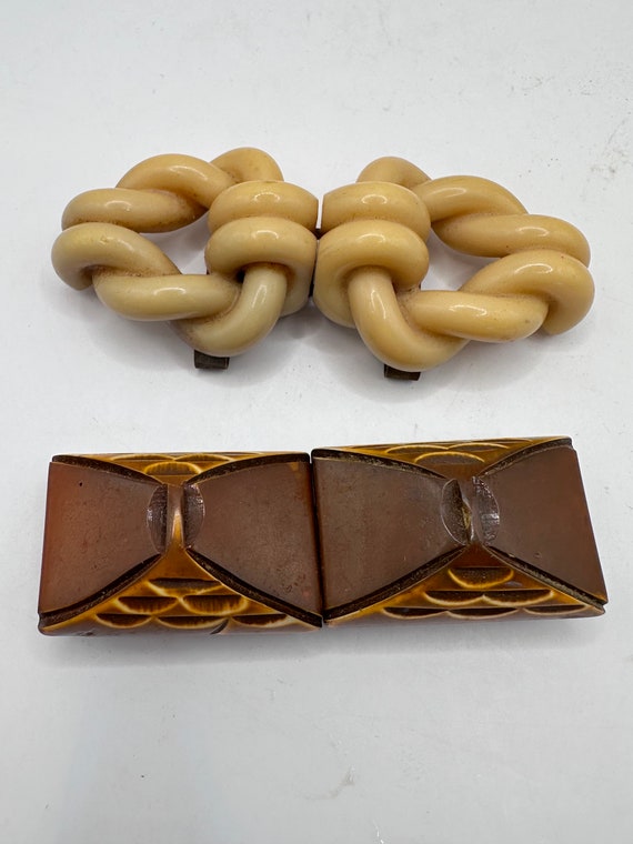 Unusual Bakelite Art Deco Belt Buckles