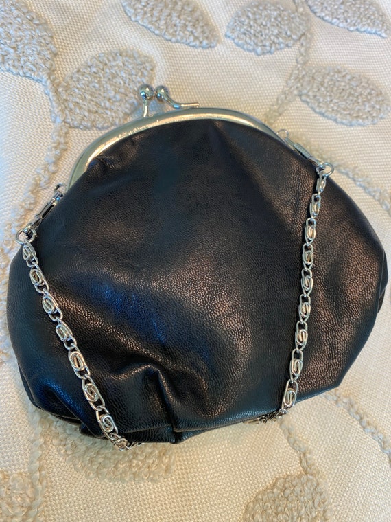 Black Leather wristlet with Flower - image 4