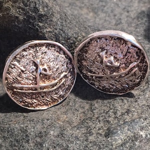 Danish Mid Century Modernist Sterling Silver Pierced Earrings.