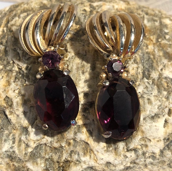 Schiaparelli Amethyst Clip Earrings