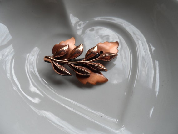 Renoir Copper Leaf Brooch - image 1