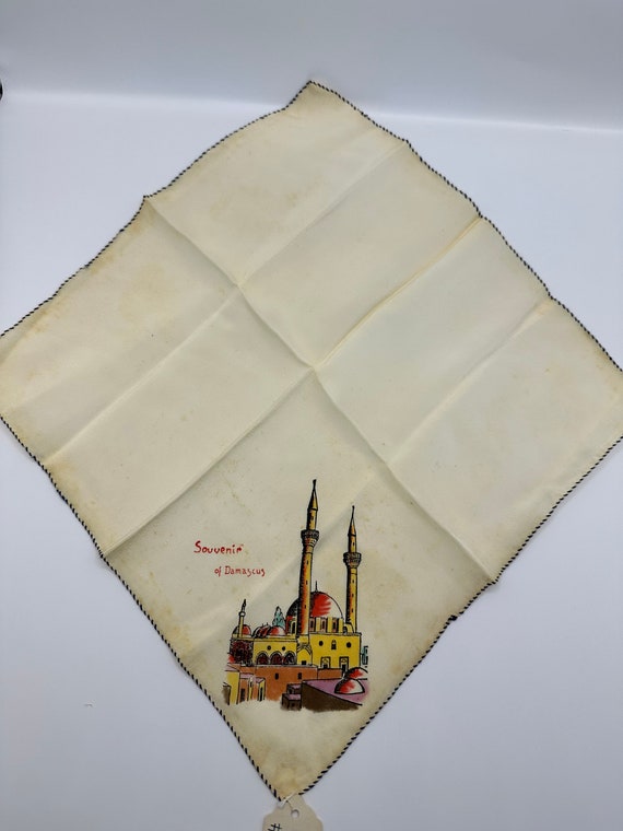 40s, Silk Hanky souvenir of Damascus - image 3