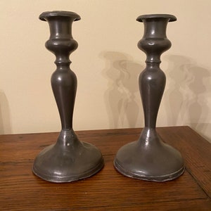 Old Colonial Pewter Candle Sticks