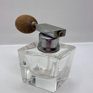 Vintage cut crystal glass atomizer perfume bottle